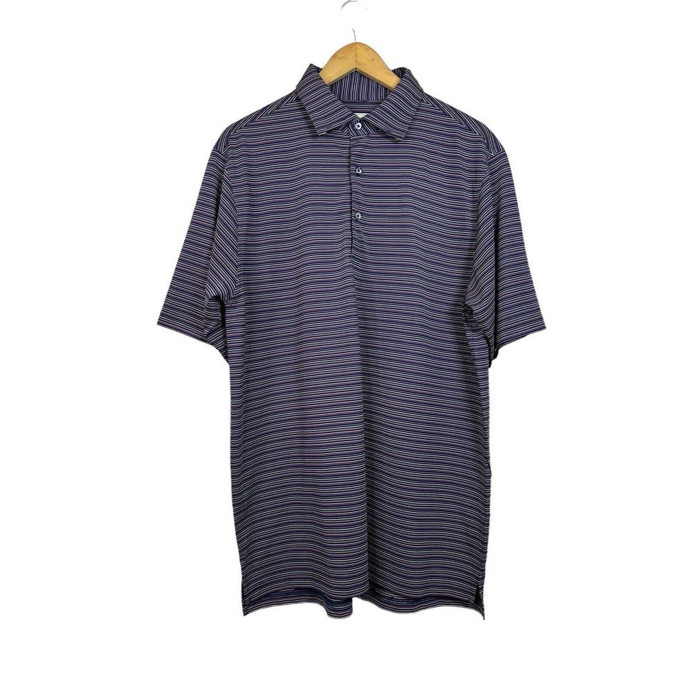 Donald Ross Mens Blue Striped Multicolored Golf Polo Shirt Size M